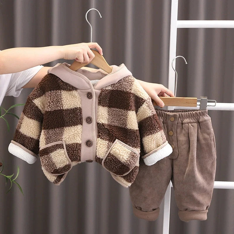 Conjunto Infantil Masculino  de Inverno Xadrez