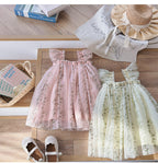 Vestido Infantil Tule Ramos de Flores