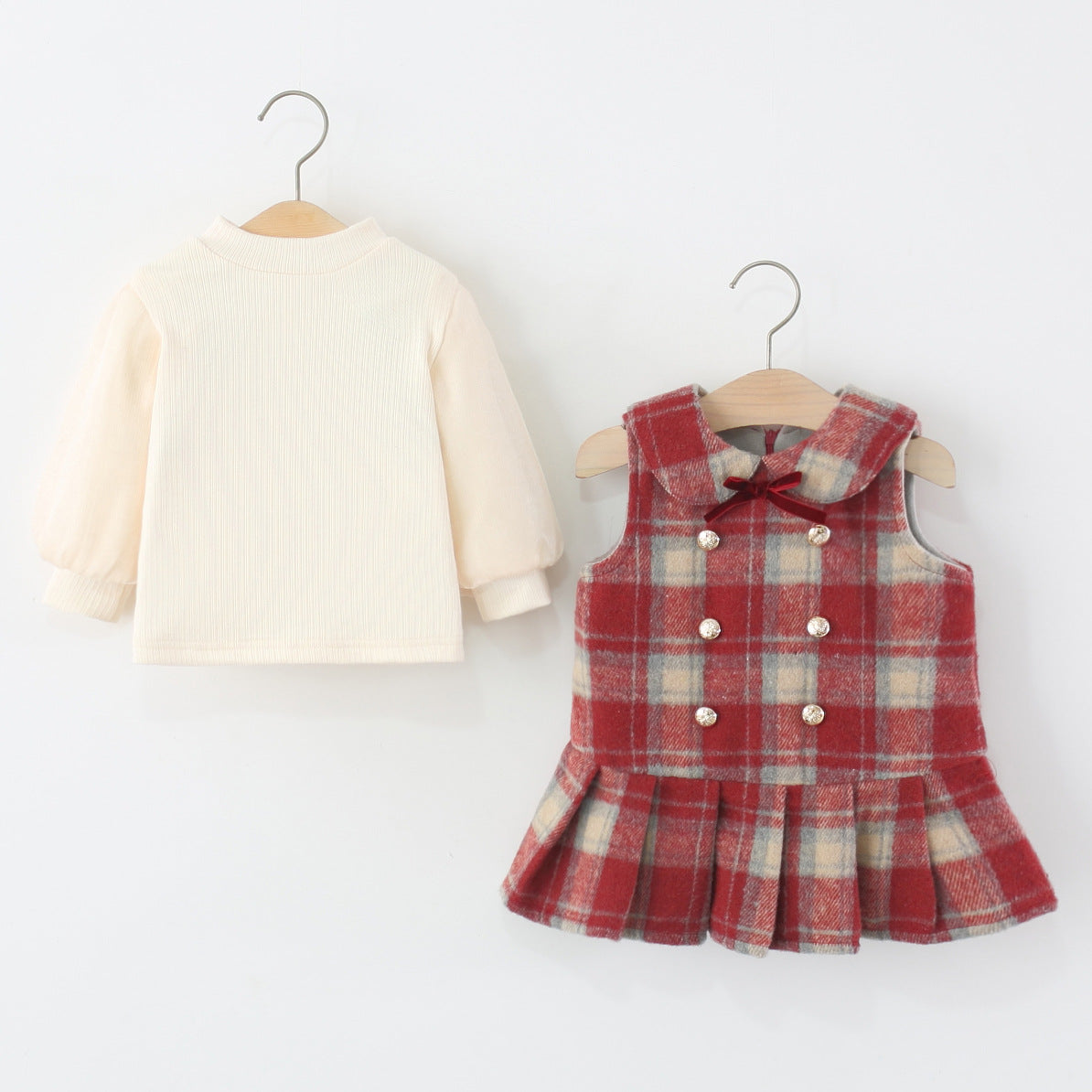 Vestido Infantil  Xadrez + Manga Longa