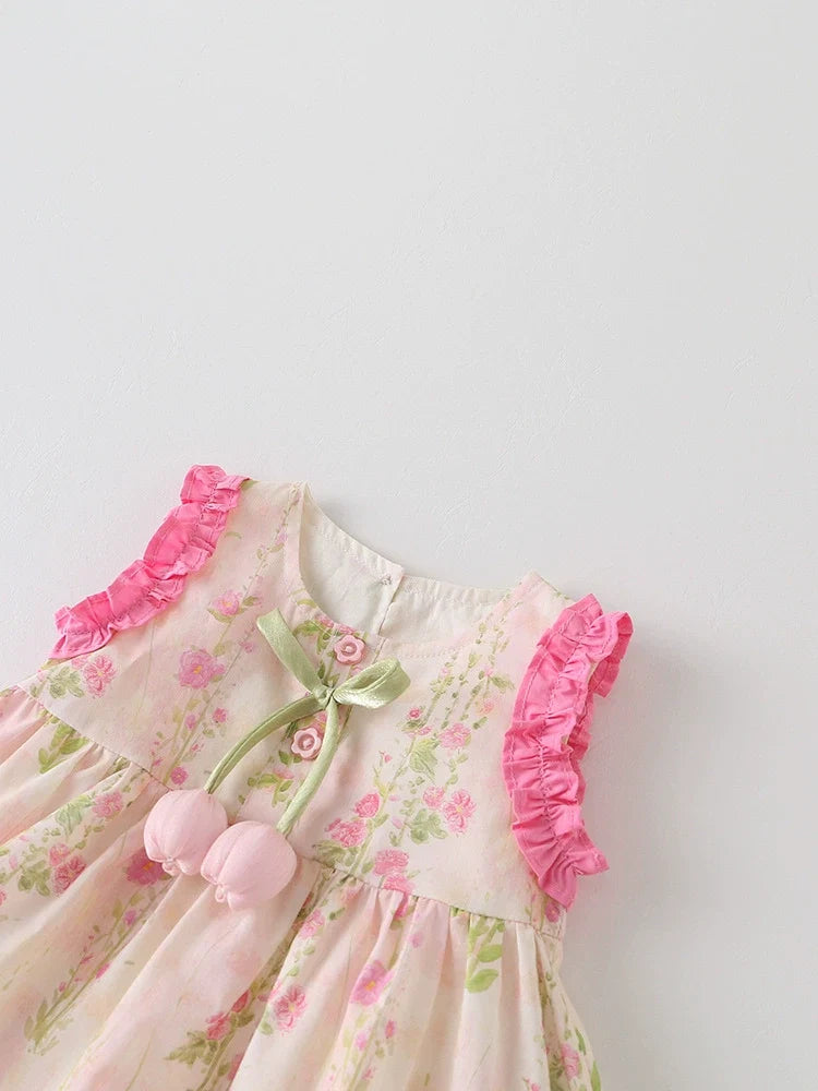 Vestido Infantil Floral Tulipas