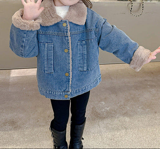 Casaco Infantil Jeans Peludinho