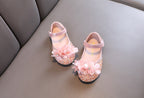 Sapato Infantil Feminino Brilhante com Flores