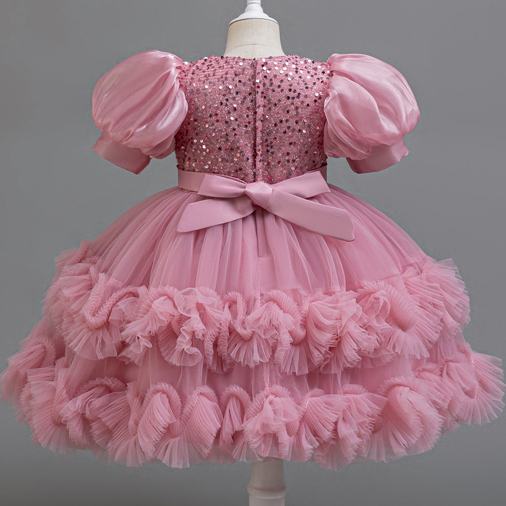 Vestido Infantil Brilhante Bufante