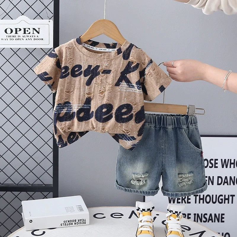 Conjunto Infantil Masculino Letras e Jeans