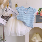 Conjunto Infantil Feminino Azul e Tule