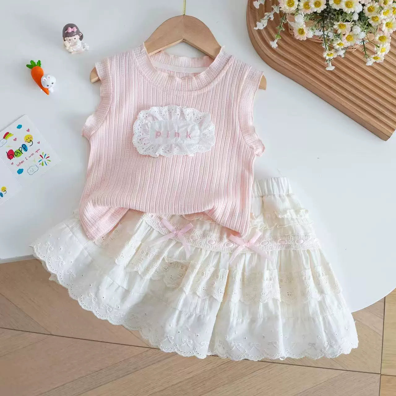 Conjunto Infantil Feminino Pink Lacinhos