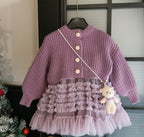 Conjunto Infantil Casaco + Vestido Tule