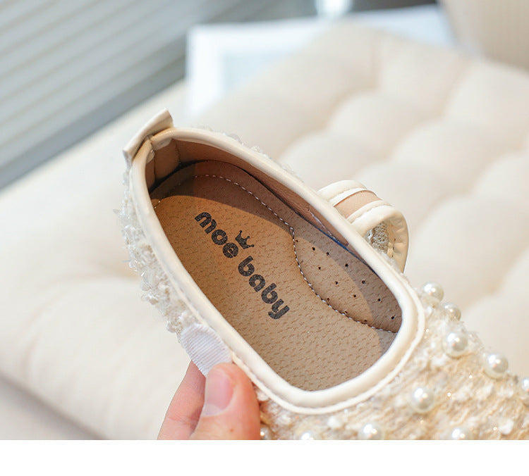 Sapato Infantil Feminino Pérolas e Velcro