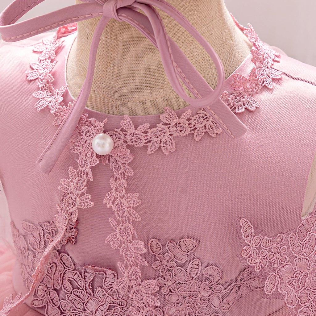 Vestido Infantil Luxo com  Bordado Flores