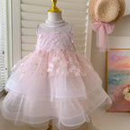 Vestido Infantil Festa Rosa Flores