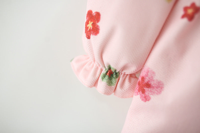 Vestido Infantil Flores Manga Longa