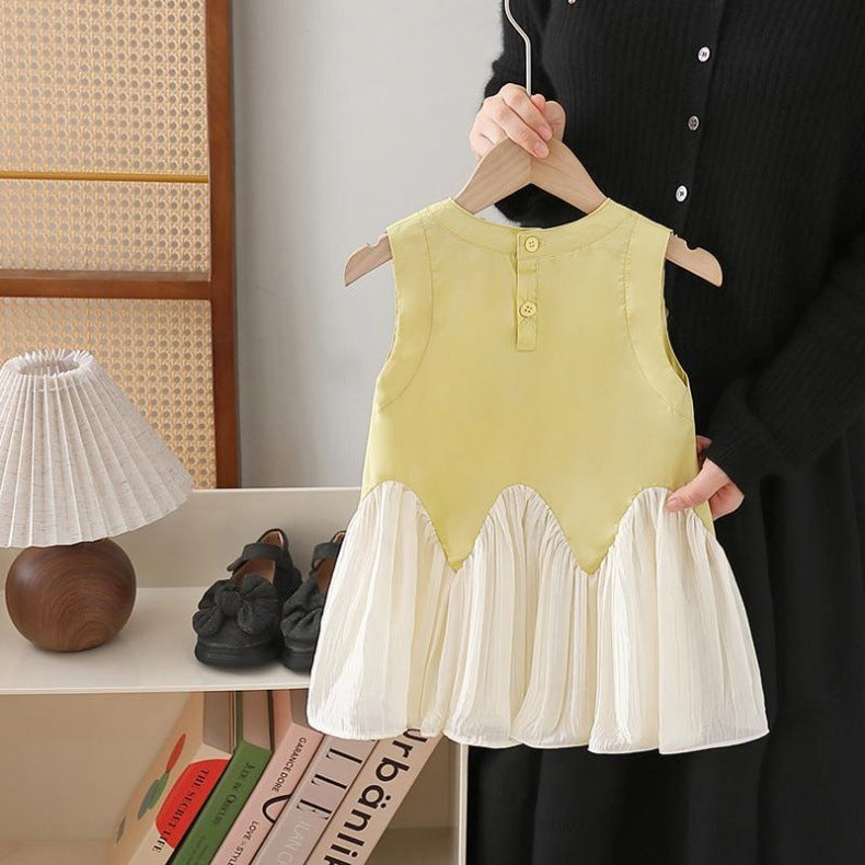 Vestido Infantil Barra Plíssadinha e Florzinha