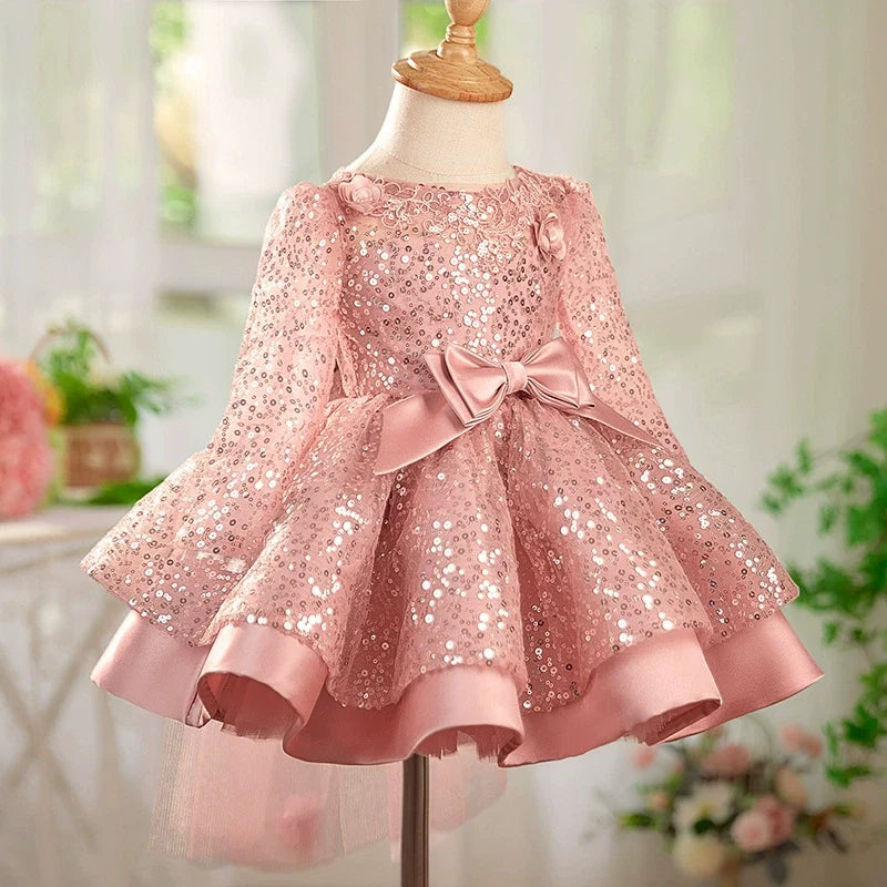Vestido De Festa Infantil Brilhante Lacinho