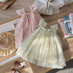 Vestido Infantil Tule Ramos de Flores