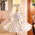 Vestido Infantil Branco Flores Brilhantes