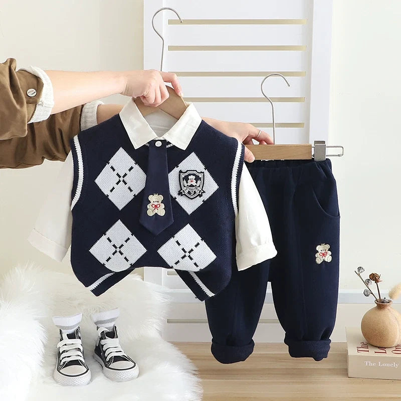 Conjunto Infantil Masculino Ursinho 3 Peças