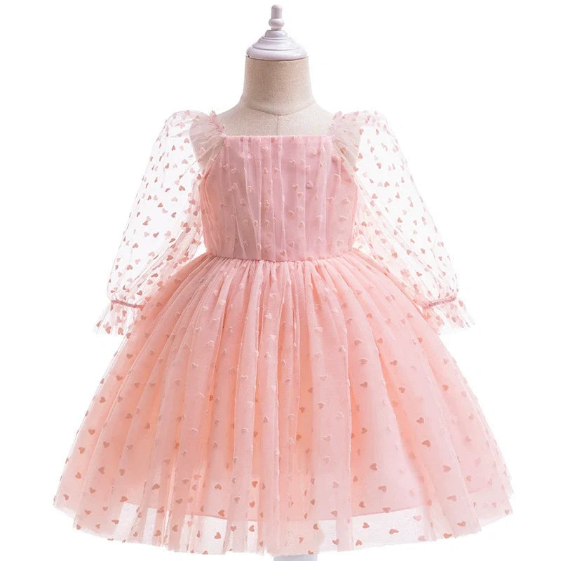 Vestido de Festa Infantil Tule Coraçõeszinhos
