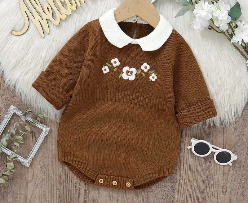 Body Infantil Feminino Tricô Florzinhas