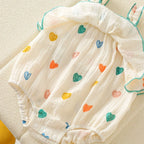 Body Infantil Verão Coraçõeszinhos + Chapéu