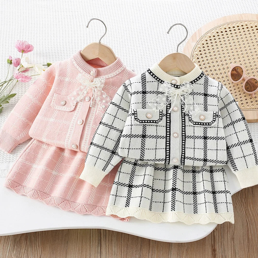 Conjunto Infantil Feminino Xadrez Lacinho