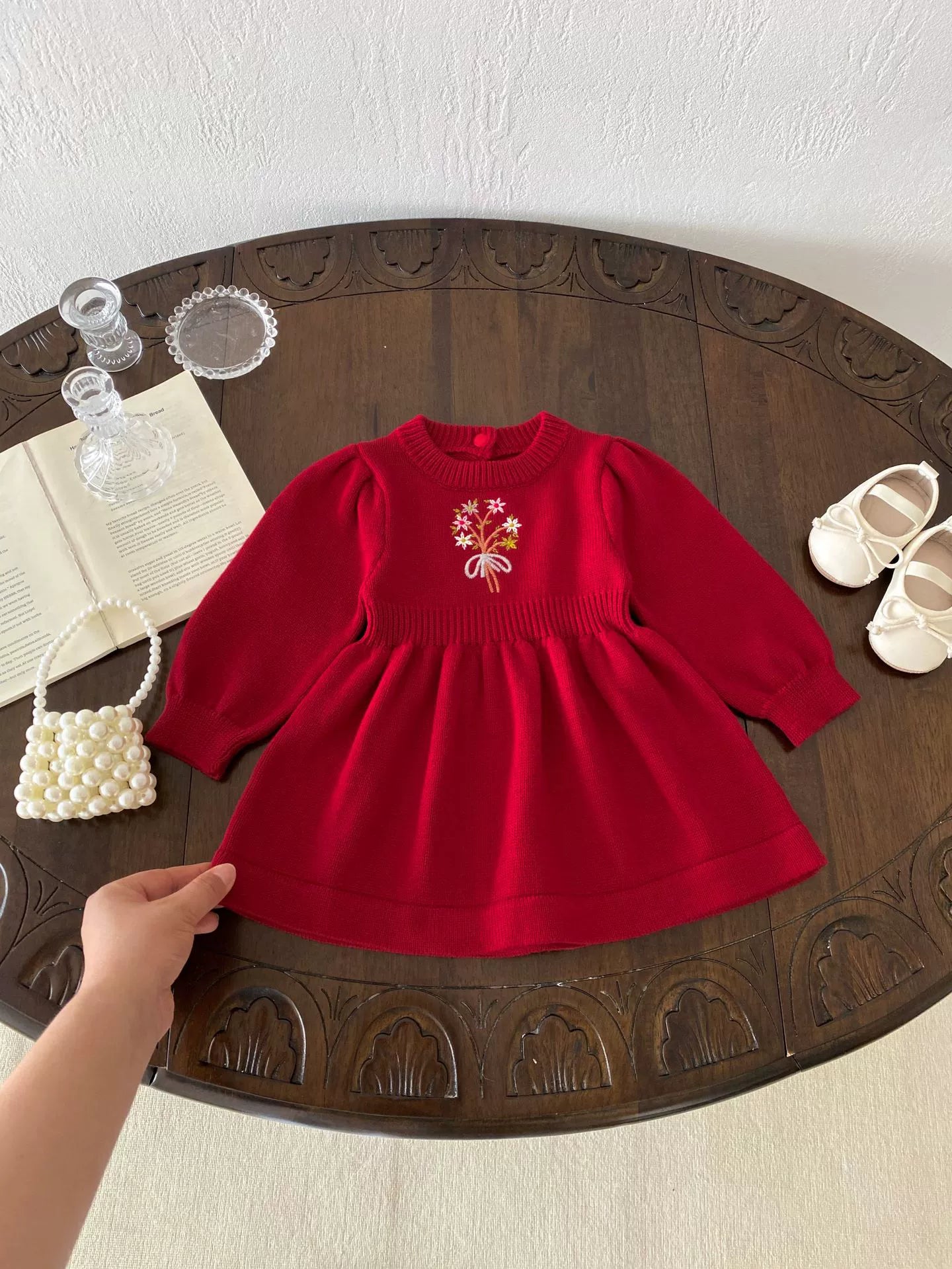 Vestido Infantil de Tricô com Florzinha