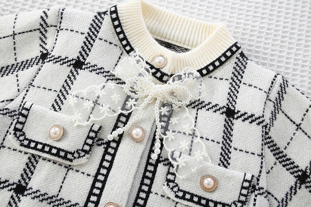 Conjunto Infantil Feminino Xadrez Lacinho