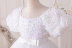 Vestido Infantil de Festa Flores e Lantejoulas