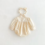 Body/ Vestido Infantil Bege Bordadinho
