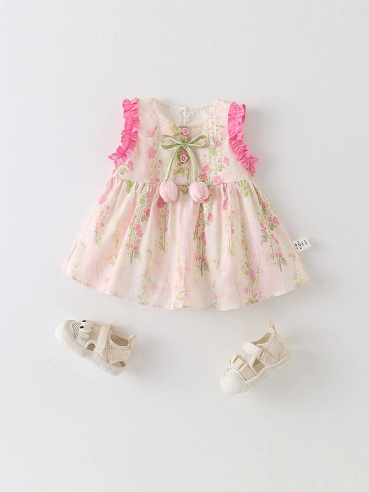Vestido Infantil Floral Tulipas