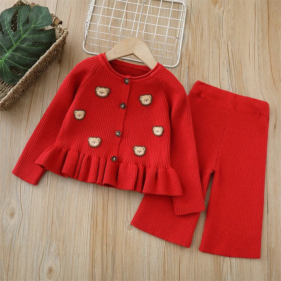 Conjunto Infantil Feminino Tricô Ursinhos