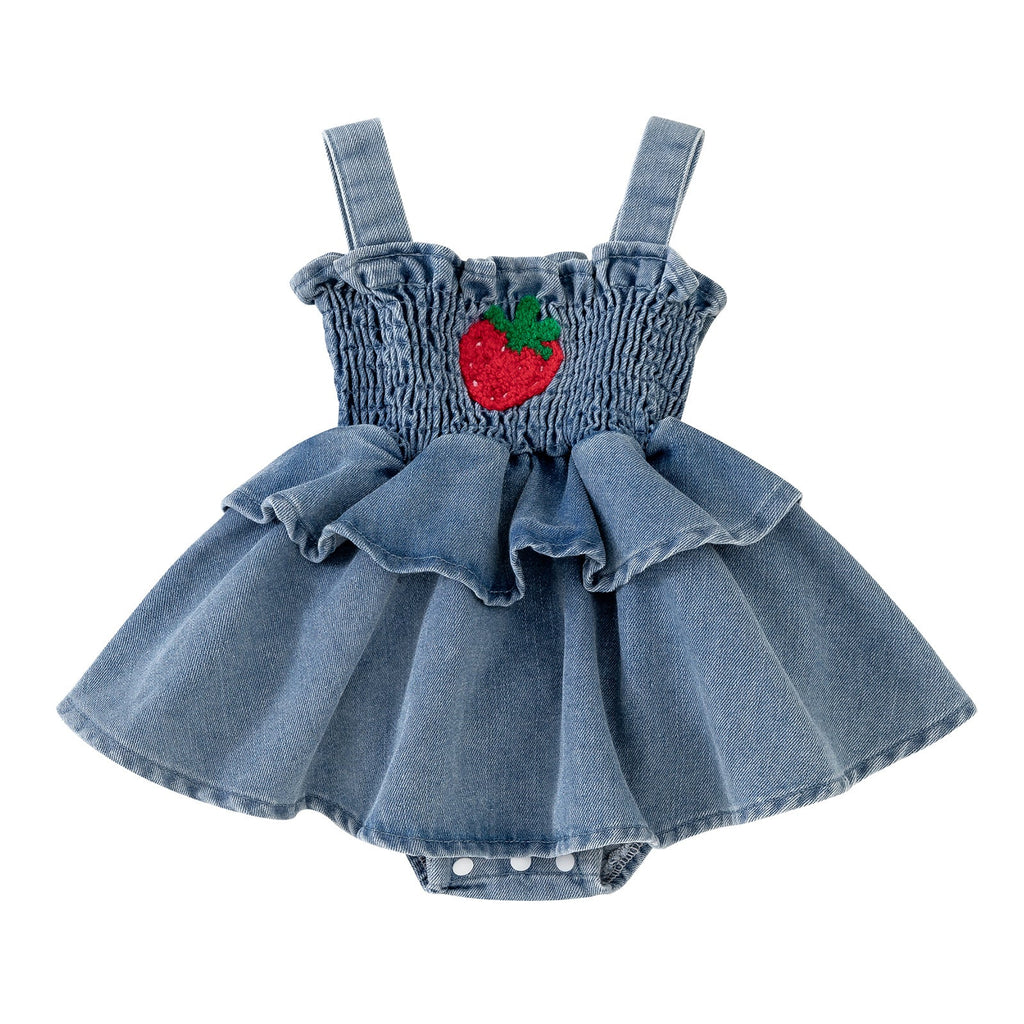 Vestido Infantil Jeans Moranguinho