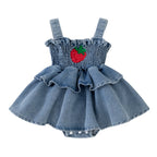 Vestido Infantil Jeans Moranguinho
