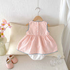 Body Infantil Feminino Xadrez Coelhinhos