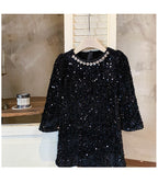 Vestido Infantil Preto de Lantejoulas