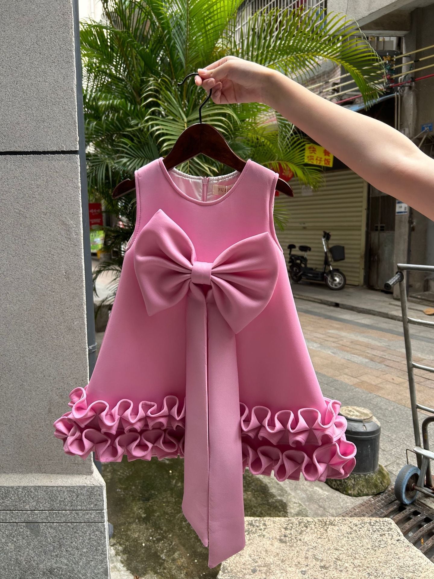 Vestido Infantil Barra Babados e Laço