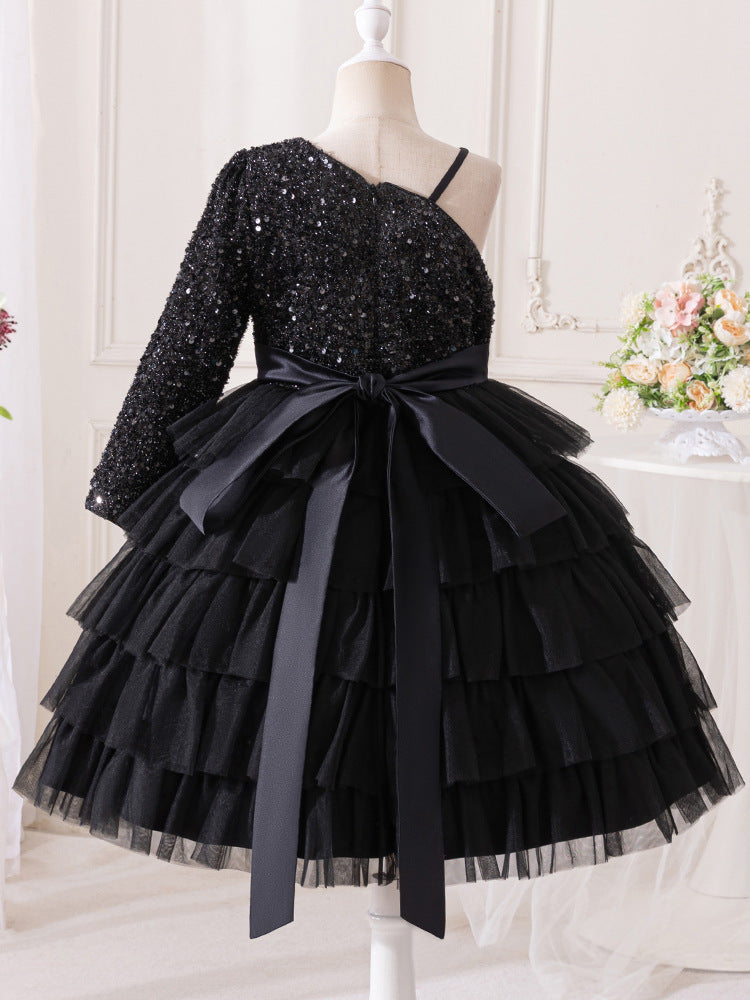 Vestido Infantil Preto Paetê