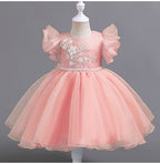 Vestido De Festa Infantil Flores Manguinha Voadora