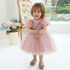Vestido Infantil De Festa Lantejoulas e Tule