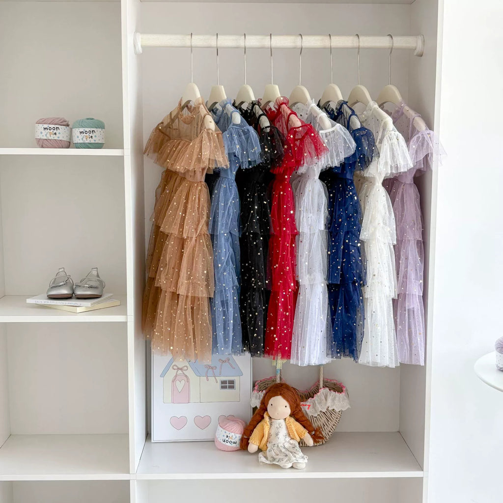 Vestido Infantil de Tule Estrelinhas