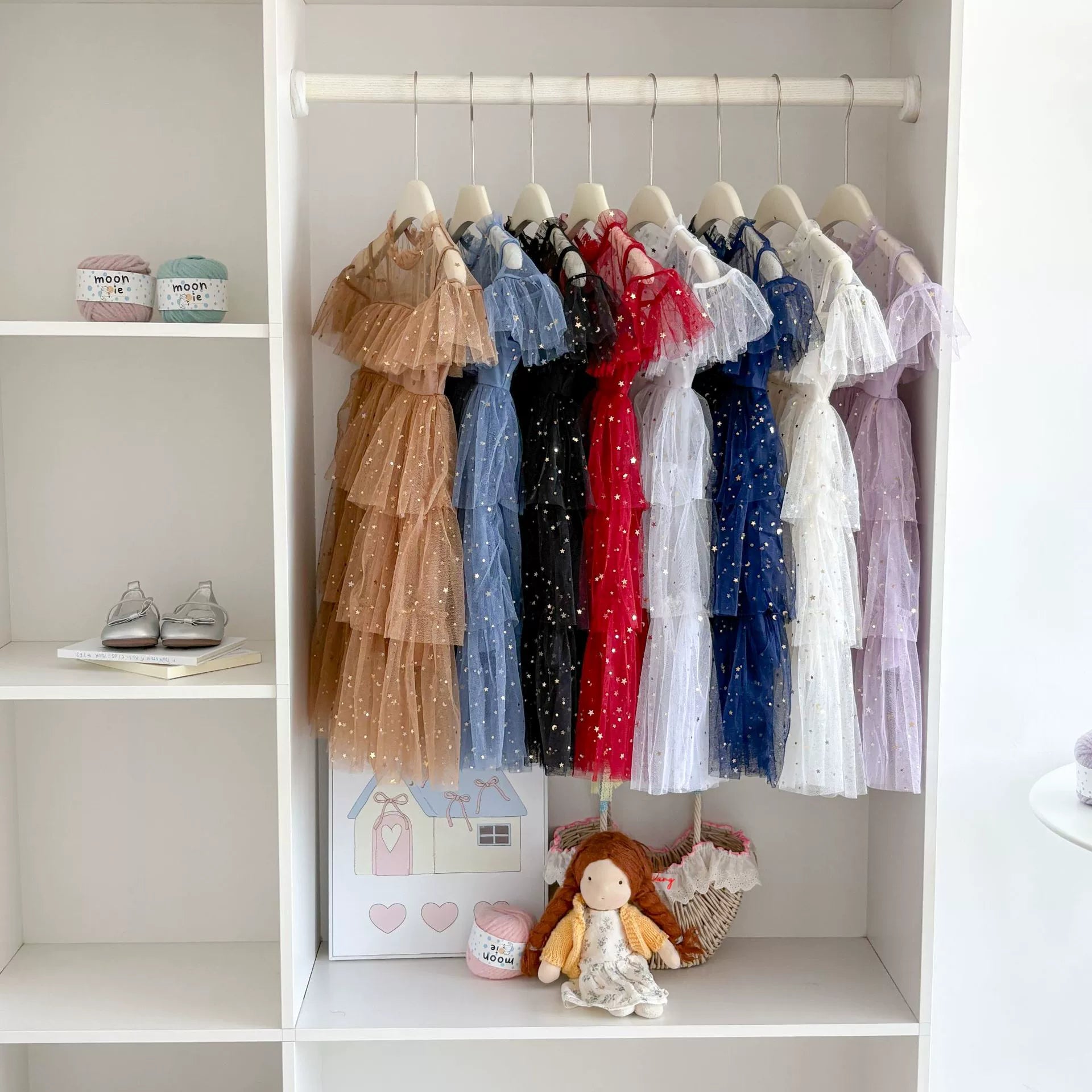 Vestido Infantil de Tule Estrelinhas