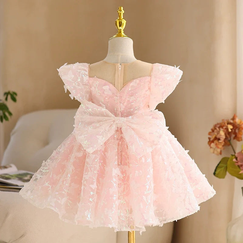 Vestido de Festa Infantil Borboletinhas Brilhante