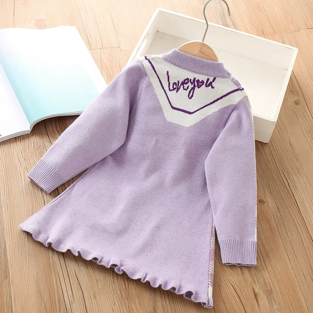 Vestido Infantil Roxo De Tricô Coelhinho
