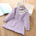 Vestido Infantil Roxo De Tricô Coelhinho