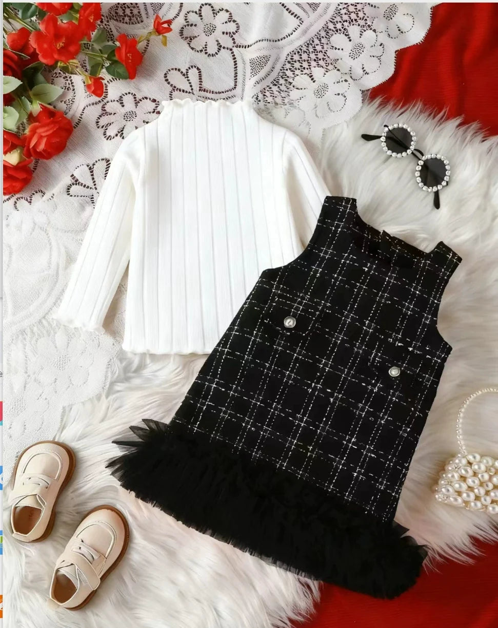 Vestido Infantil Tweed + Manga Longa