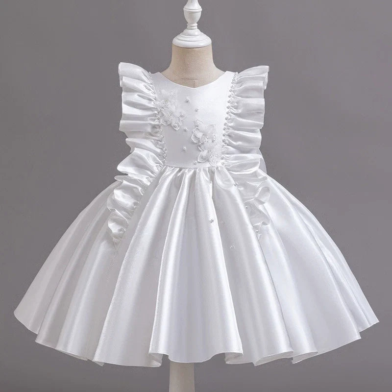 Vestido De Festa Luxo Florzinhas com Pérolas