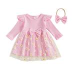 Body Infantil Feminino Margaridas com Tule