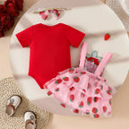 Conjunto Infantil Jardineira Margaridas/ Moranguinhos