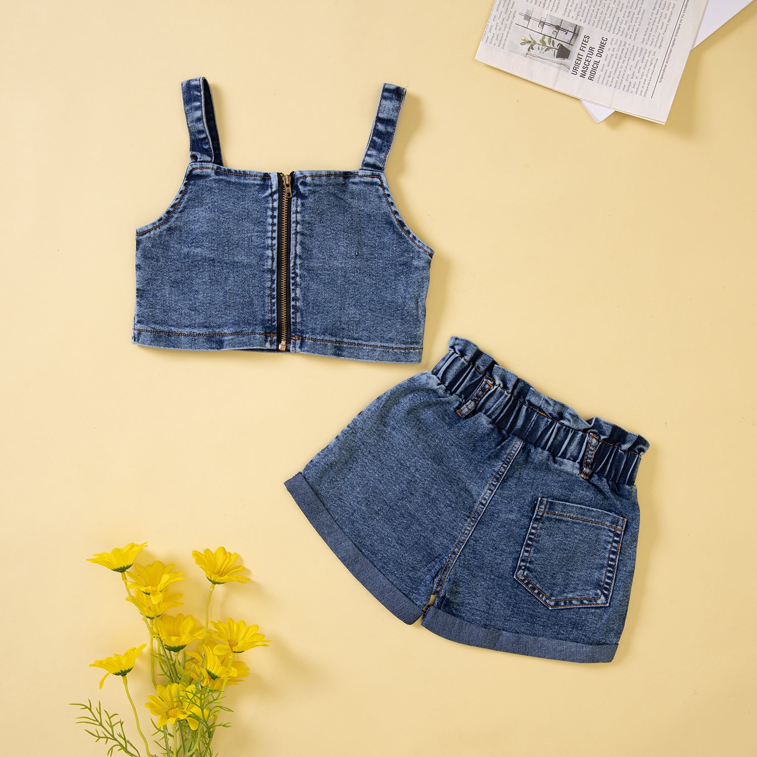 Conjunto Infantil Feminino Jeans Lacinho