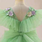Vestido Infantil Verde Florzinhas e Lacinho