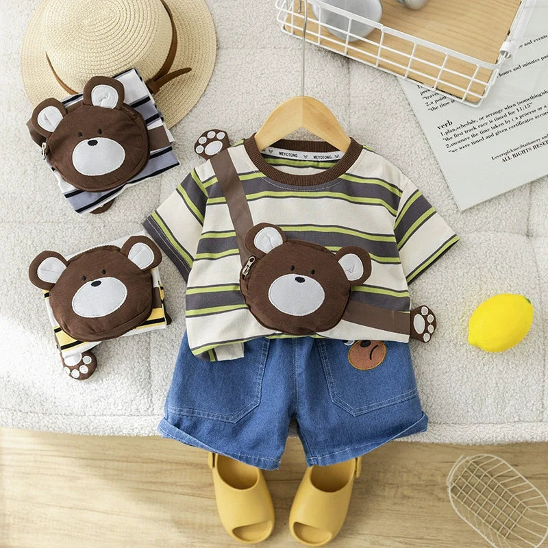 Conjunto Infantil Listras Ursinho